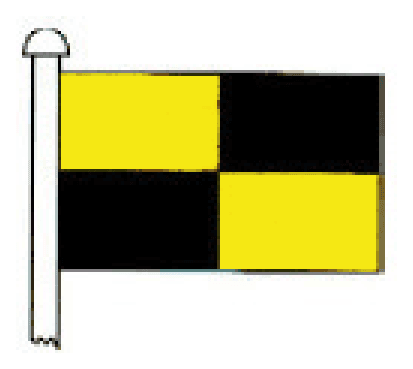 Flaggensignal: Anhalten (Fahrzeug des öffentlichen Dienstes)
